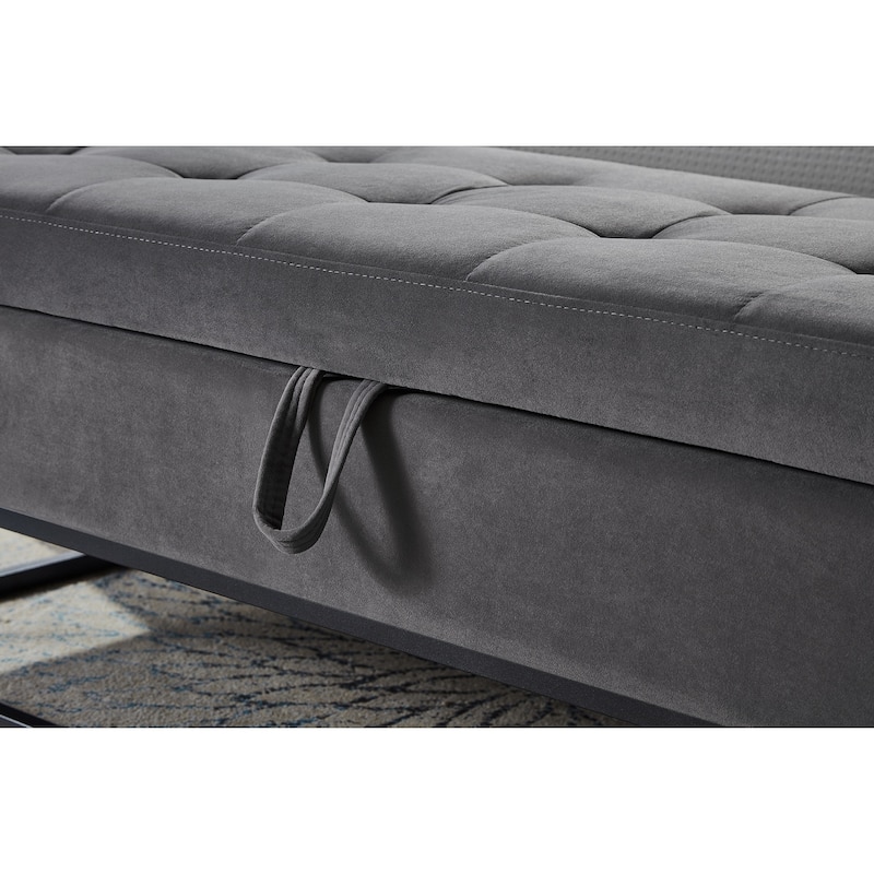 58.6" Bed Bench Metal Base with Storage Velvet Space-Saving Sofas for Living Room, Apartment and Office