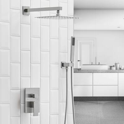 10 Inch Square Bathroom Shower Combo Set - 19.09"D x 14.96"H x 13.98"W