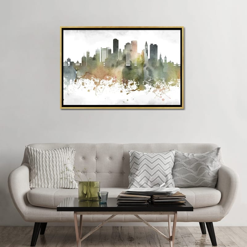 iCanvas "Boston Skyline" by WallDecorAddict Framed Canvas Print