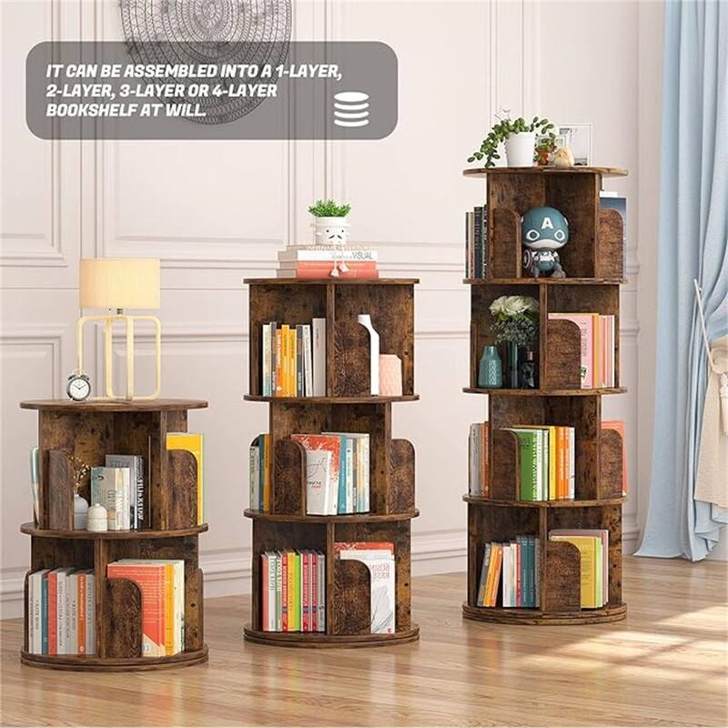 360 Display 4 Tier Floor Standing Bookcase Storage Rack - 15.7"D x 15.7"W x 51.2"H