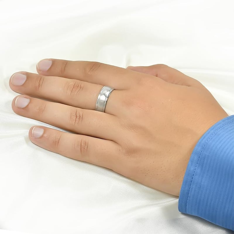 8.5mm Solid 925 Sterling Silver Mens Anniversary Wedding Band Ring