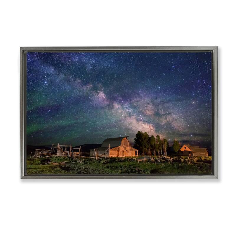 Stupell Nebula Sky over Farm Scene Framed Floater Canvas Wall Art Design By Royce Bair - 25 x 17 - Grey