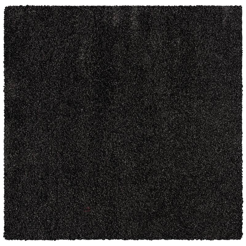 SAFAVIEH Evolution Shag Gwenaele Solid 1.8-inch Thick Rug - 6'7" Square - Charcoal - Square