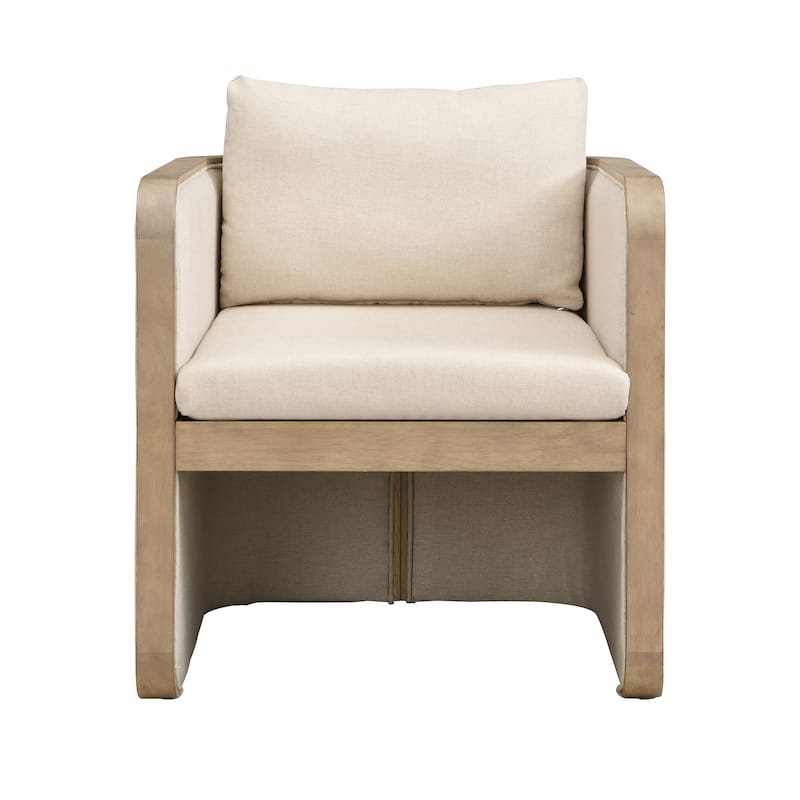 Christopher Knight Home Thaloren Rubberwood Fabric Arm Chair with Upholstered Accent