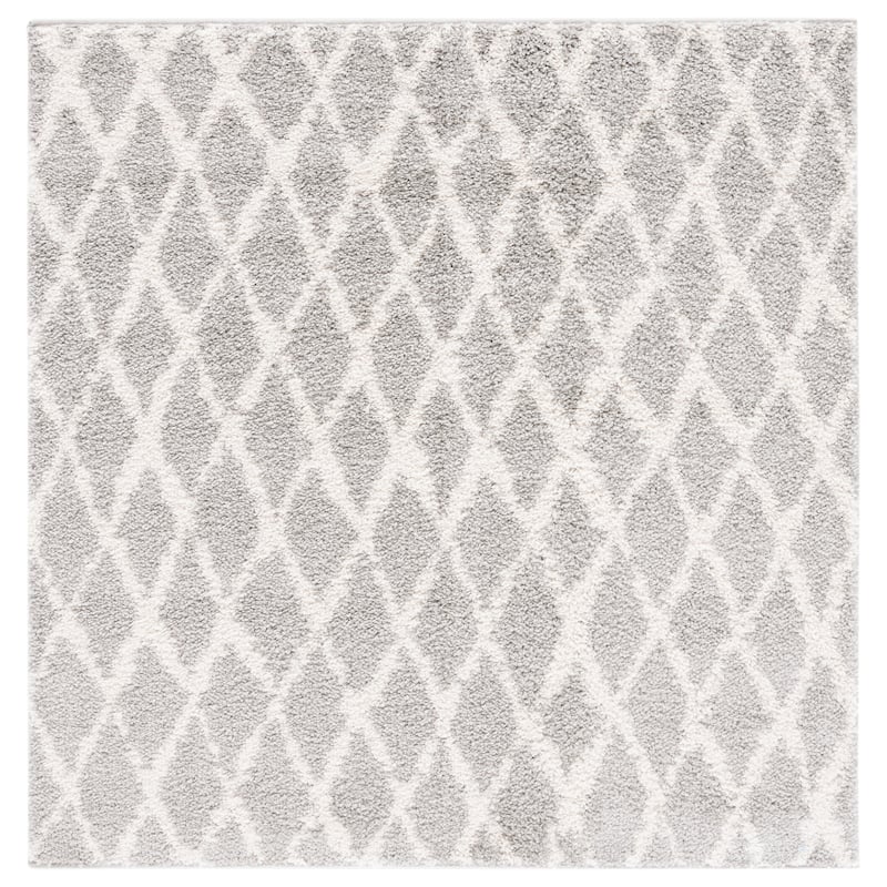 SAFAVIEH Berber Shag Zilli Rug - 6'7" Square - Light Grey/Cream