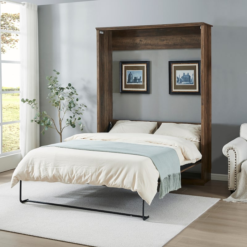 Full/Queen Hidden Murphy Bed Cabinet, Space-Saving Wooden Wall Bed Perfect for Guest Room, for Bed Room, Guest Room, Home Office