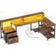 preview thumbnail 31 of 65, Reversible L Shaped Computer Desk with File Drawer & Monitor Stand & Power Outlet & LED Strip, Home Office Desk Corner Desk