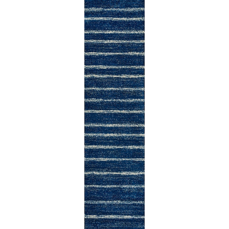 JONATHAN Y Alia Minimalist Stripe Area Rug - 2 X 8 - Navy/Cream