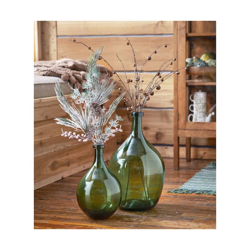 Oversized Vintage Glass Wine Bottle Decorative Vase Dark Green 19.75 in H for Home Decor and Everyday Use