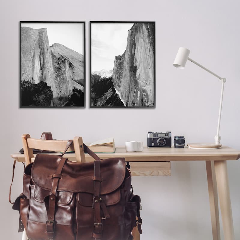 Stupell Monochrome Yosemite Cliffs Framed Giclee Art Design By Gemma Bardot (Set of 2)