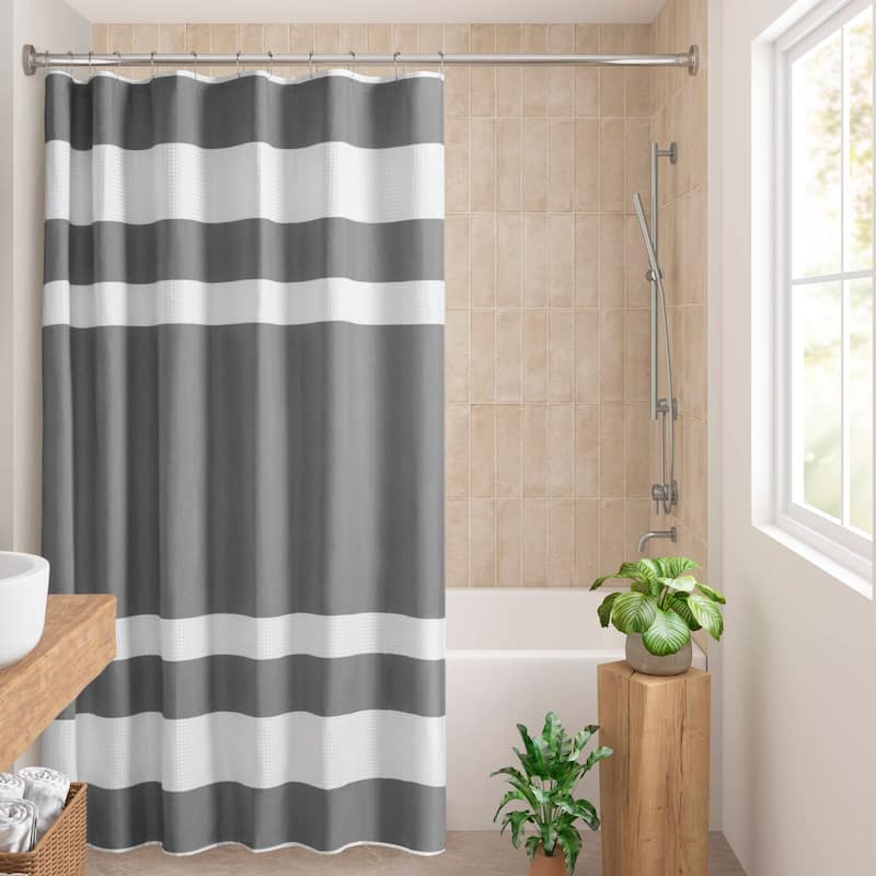 Madison Park Spa Waffle Shower Curtain with 3M Treatment