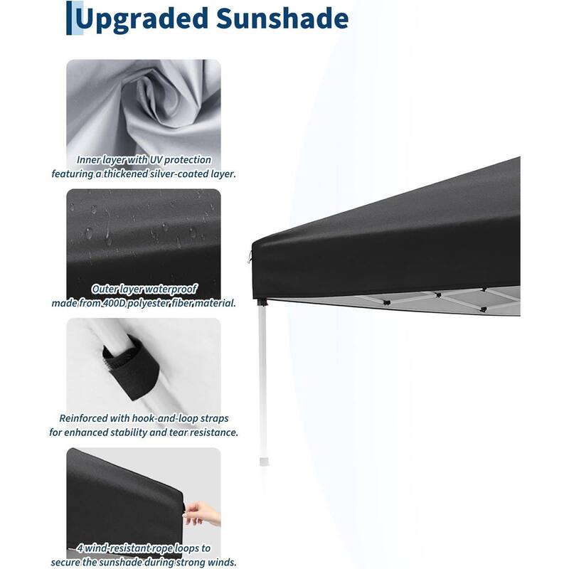 10x10ft Waterproof Pop Up Canopy Tent Replacement Top for Outdoor Garden Patio Sun Shade (Top Only) - N/A