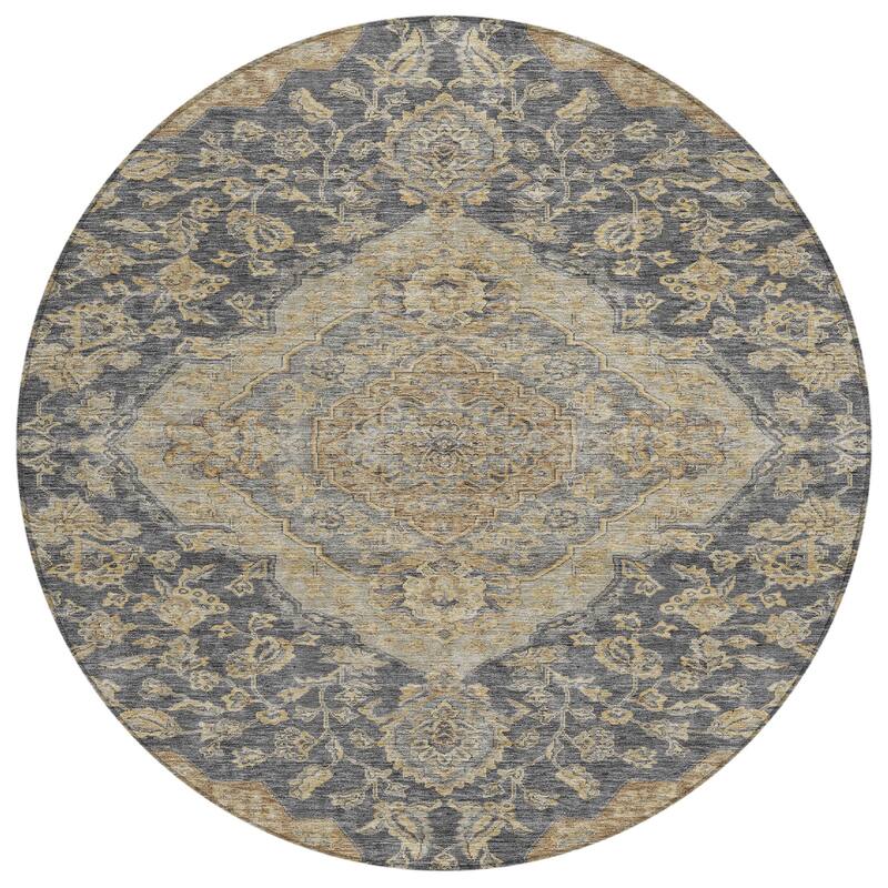 Machine Washable Indoor/ Outdoor Traditional Medallion Chantille Rug