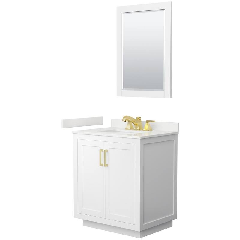 Wyndham Collection WCF292930S-QTZ-US3M24 Miranda 30" Free Standing - White / White Quartz Top / Brushed Gold Hardware