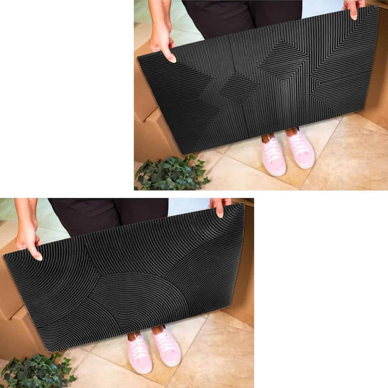 Reversible 30"x 18" Black Door Mat Indoor/Outdoor