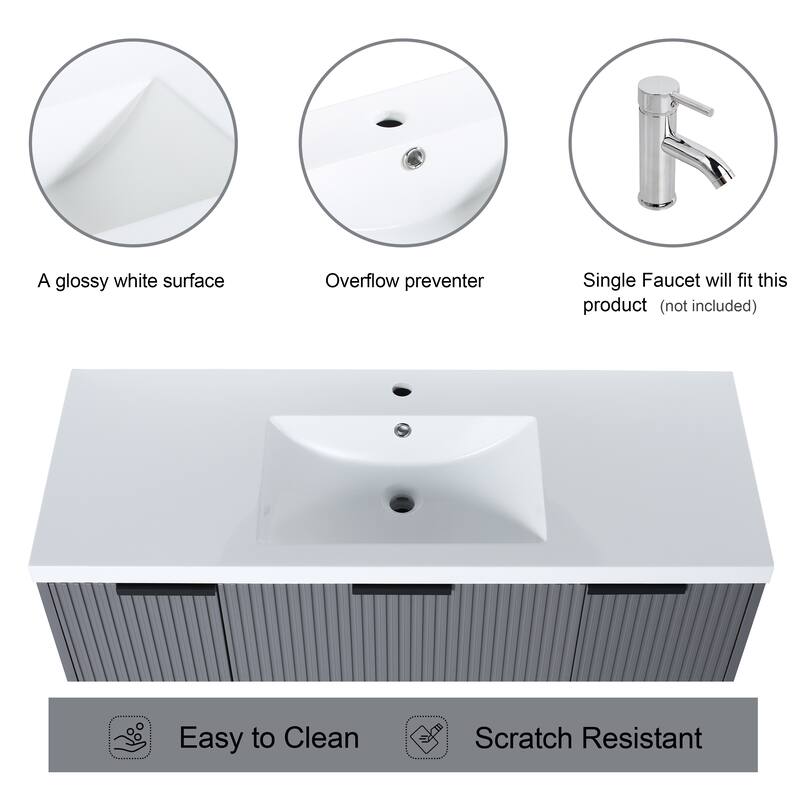 Malwee 24"/30"/48" FreeStanding Bathroom Vanity, Floor Stand Bathroom Vanity with Resin Top,Soft Close Door & Drawer