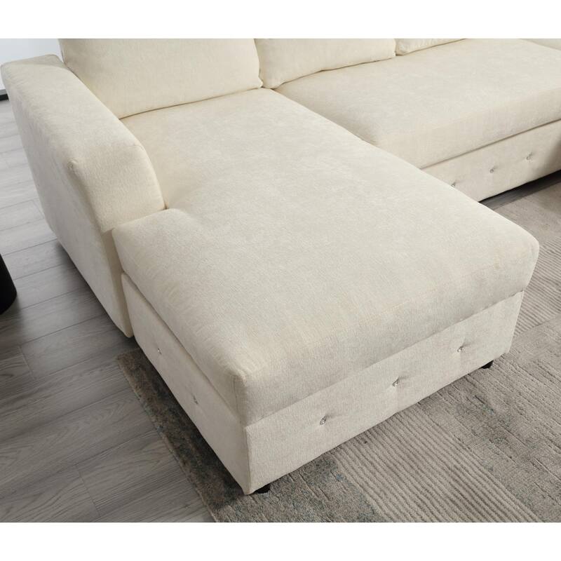 110.75" Chenille U-Shaped Modular Sofa with Storage