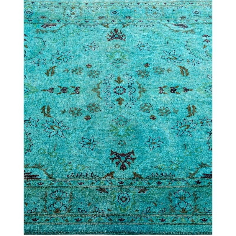 Overton Hand Knotted Wool Vintage Inspired Modern Contemporary Overdyed Blue Area Rug - 3' 1" x 5' 3"