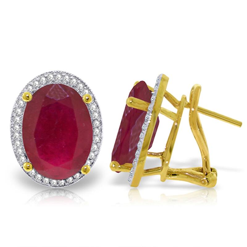 15.86 Carat 14K Solid Gold French Clips Earrings Diamond Ruby - Yellow