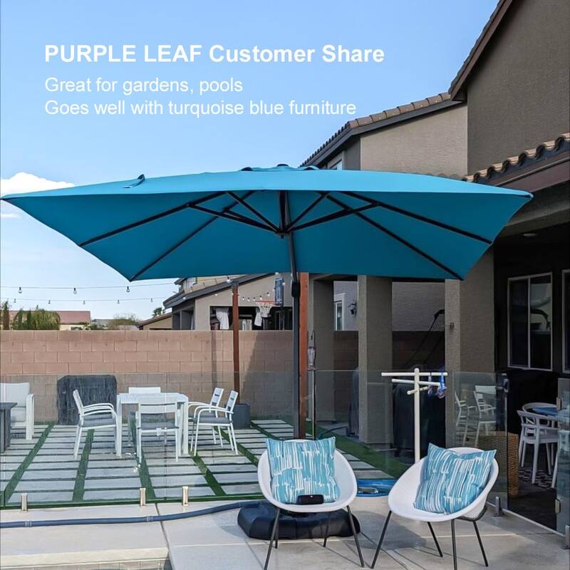 PURPLE LEAF 9 ft 360 Degree Rotation Patio Umbrella With Base