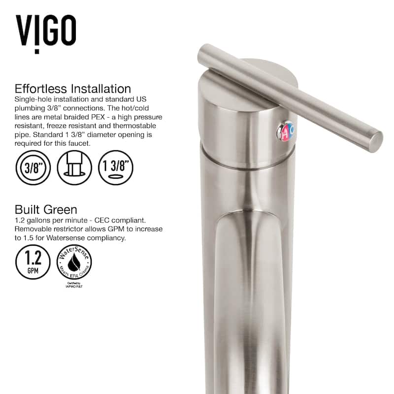 VIGO Seville 13" H Single Handle Single Hole Bathroom Vessel Faucet