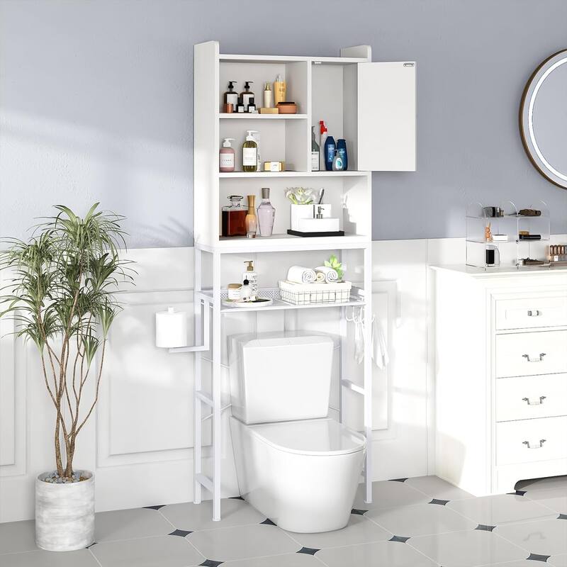 Mieres Wooden Bathroom Over The Toilet Storage Cabinet - White