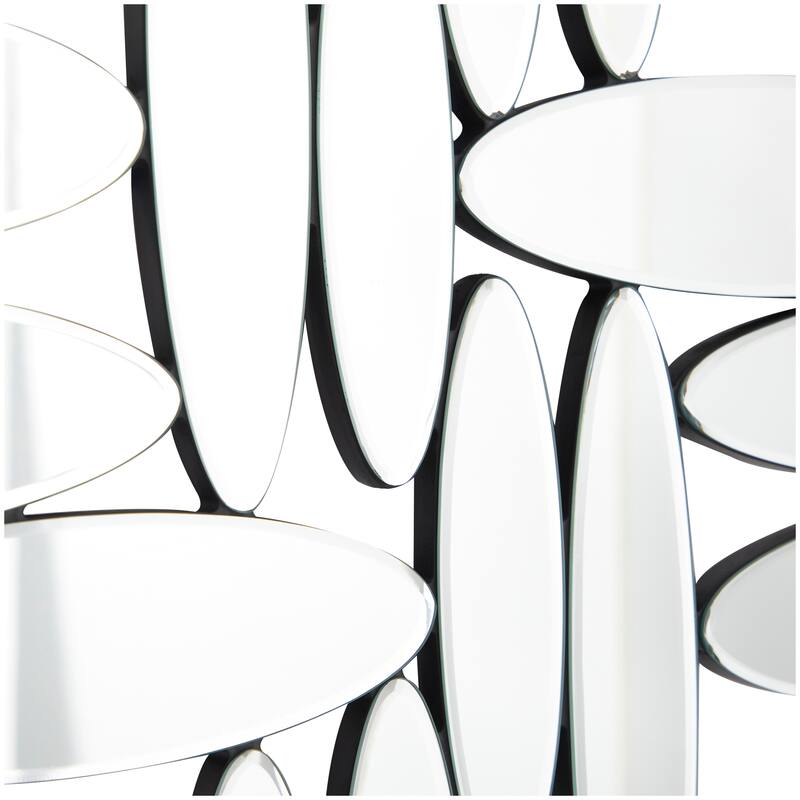 Glass Abstract Oval Wall Mirror - Silver - Roche River Decor - 1"W x 40"L x 28"H