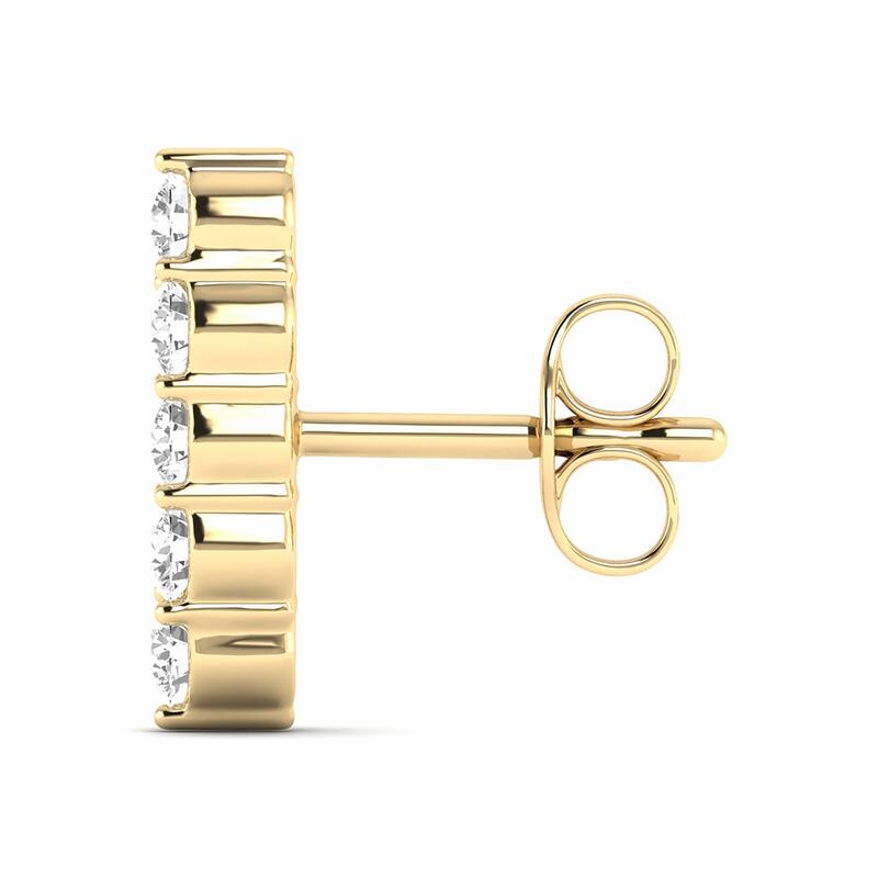 Marquee 3/8 CTW Seven Stone Natual Diamond Climber Earrings in 14K Yellow Gold