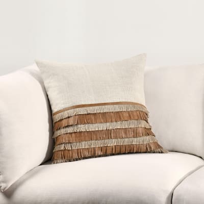 Villa by Classic Home Casa 20" Chestnut Cotton Throw Pillow