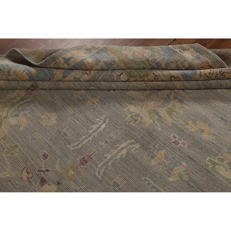 Grey Oushak Turkish Area Rug Handmade Vegetable Dye Wool Carpet - 9'3" x 12'0"