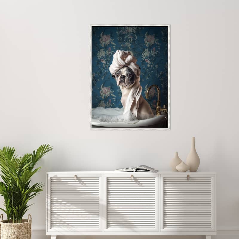 Bubble Bath Bliss by Mowzu Framed Canvas Wall Art