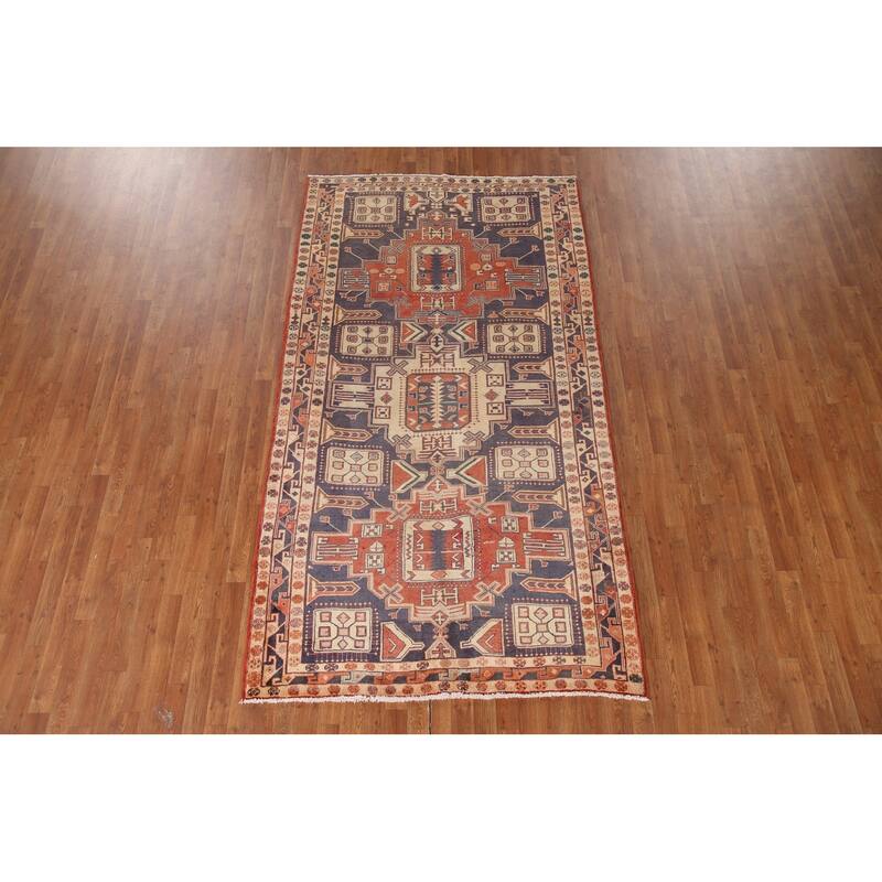 Vegetable Dye Meshkin Persian Vintage Area Rug Handmade Wool Carpet - 5'1"x 9'2"