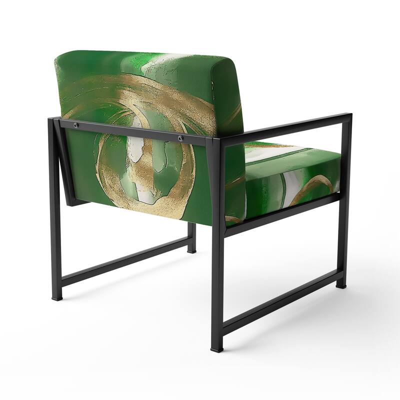 Designart "Mettalic Indigo And Gold II" Upholstered Abstract Accent Chair - Glam Arm Chair For Living Room