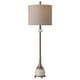 preview thumbnail 1 of 4, Polished Marble Style Buffet Lamp with Drum Shade - 35" - Brown
