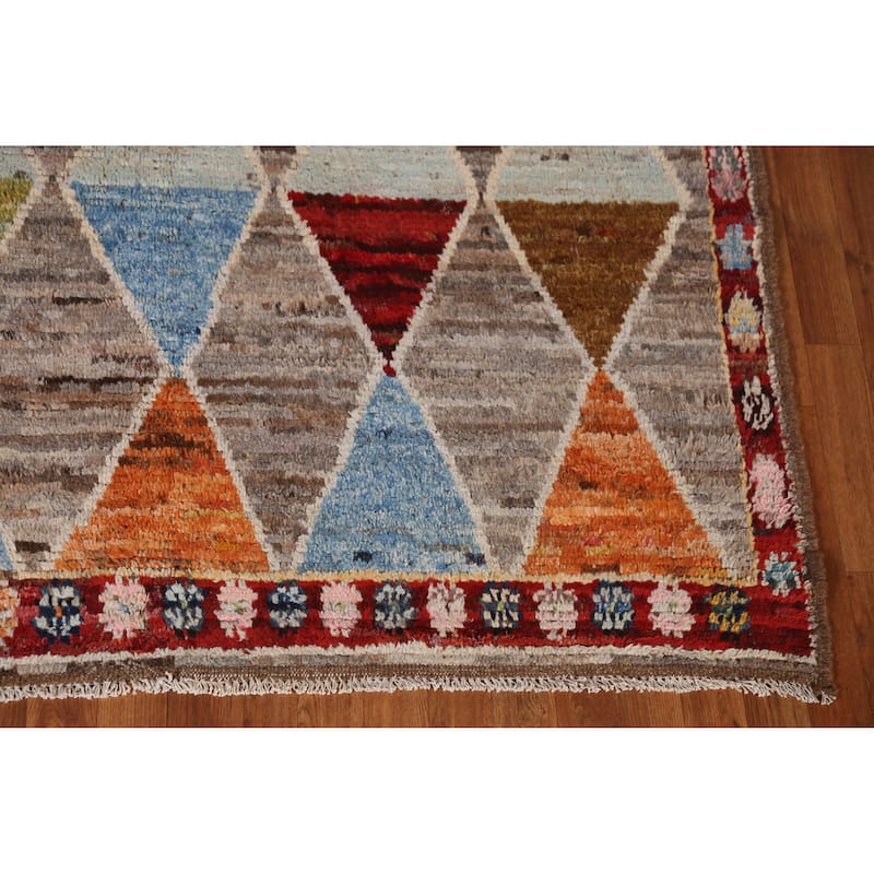 Trellis Moroccan Oriental Area Rug Hand-Knotted Wool Carpet - 5'11" x 7'8"
