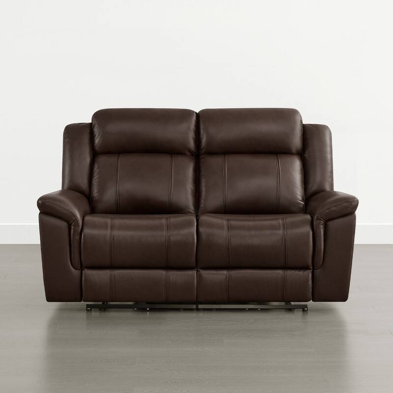 Spruce & Spring Genuine Leather Power Reclining Sofa with Optional Console & Flip-Down Table