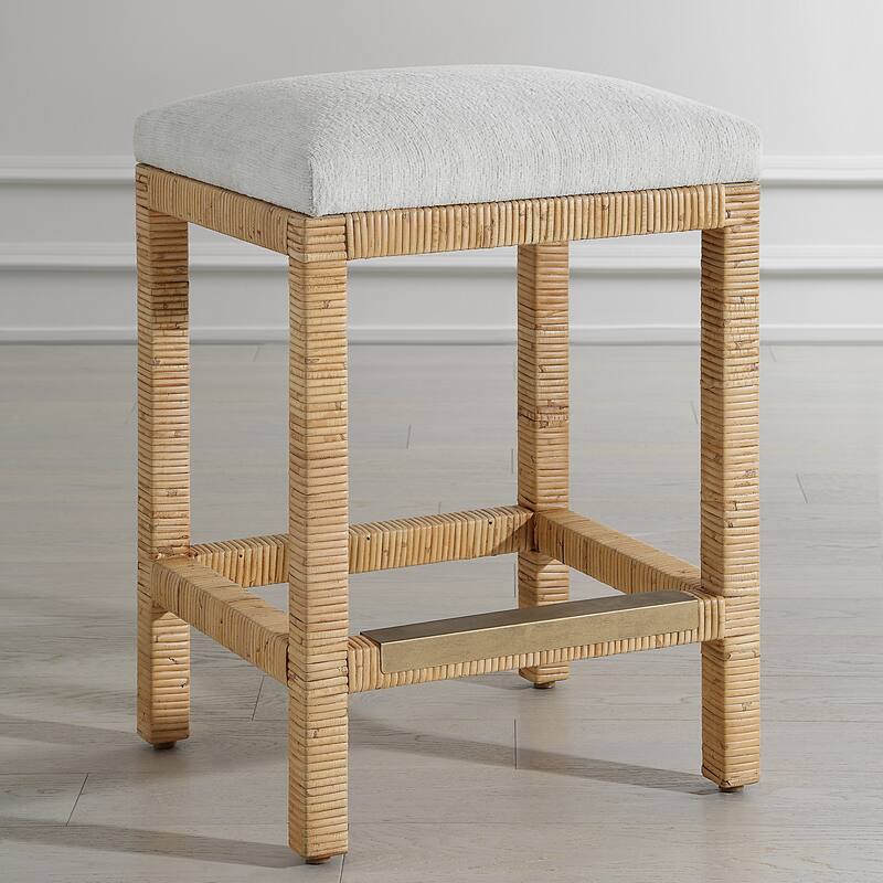 Uttermost Muriel Rattan Counter Stool - 16"D x 18"W x 26"H