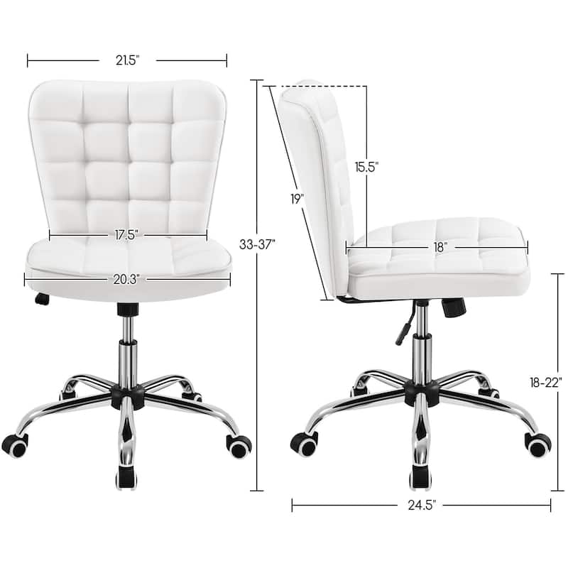 Yaheetech Modern Faux Leather Armless Desk Chair Task Chair with Chrome-finish Metal Base - N/A