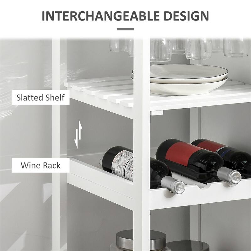 Rolling Kitchen Island, Kitchen Cart with 4-bottle Wine Rack
