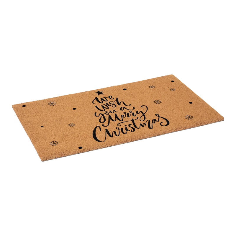 HomeRoots 17" X 29" Brown And Black Christmas Outdoor Coir Door Mat - 17.00' X '29.00