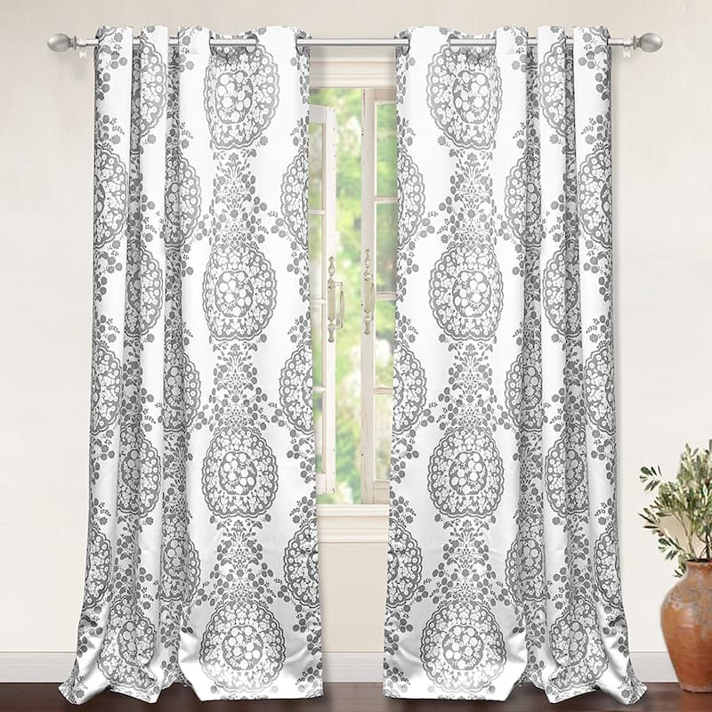 The Curated Nomad Alameda Pastel Damask Room Darkening Curtain Panel Pair