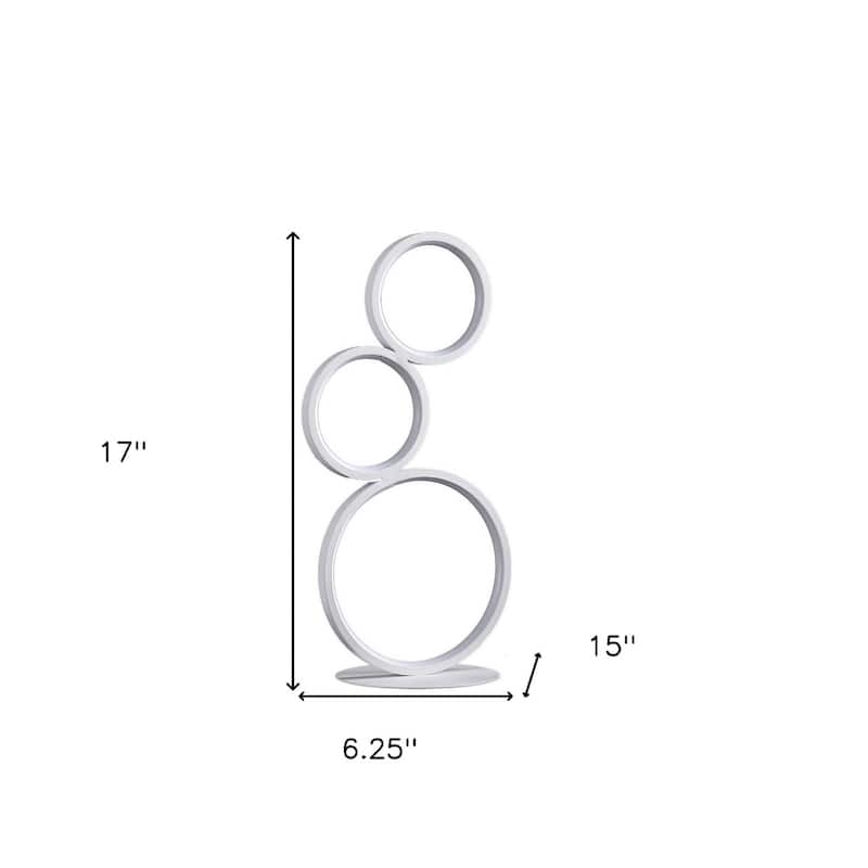 White Metal Round Table Lamp with Integrated LED and In Line Switch - 15” x 6.25” x 17” (D x W x H)