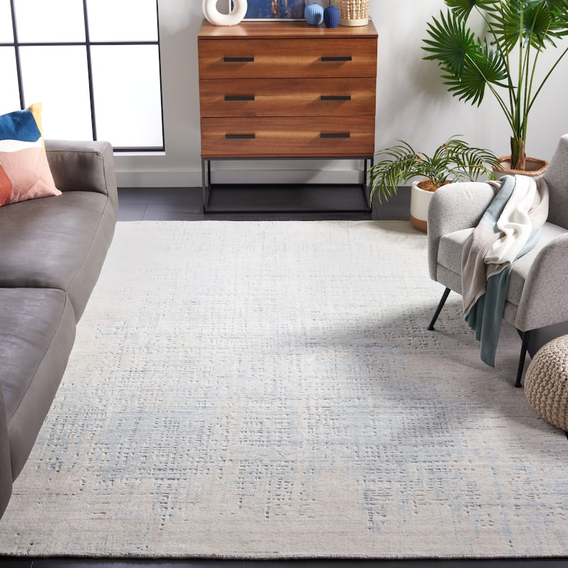 SAFAVIEH Handmade Mirage Blythe Modern Abstract Wool Rug - 9' x 12' - Teal/Beige