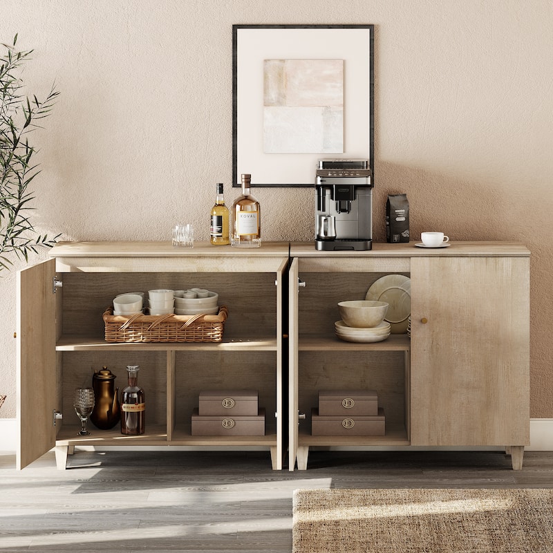 Buffet Cabinet with 3 Compartments for Dining Room, 32.4"H Sideboard