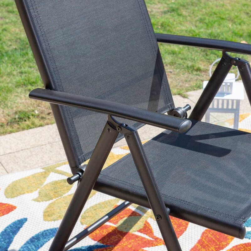 Patio Foldable Sling Three Colors Dining Foldable Chairs with 7 Levels Adjustable