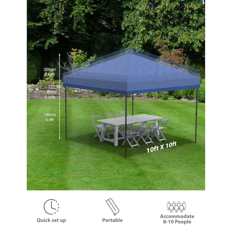 10x10 Feet Instant Pop-Up Canopy Tent, 3 Detachable Sidewalls - 10*10Ft