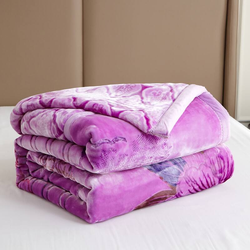 Floral & Animal 2-Ply Heavy Raschel Blanket 85" X 95"
