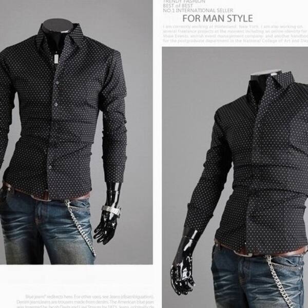 Shop Casual Fashion Classic Mens Long Sleeved Shirt Slim Shirt