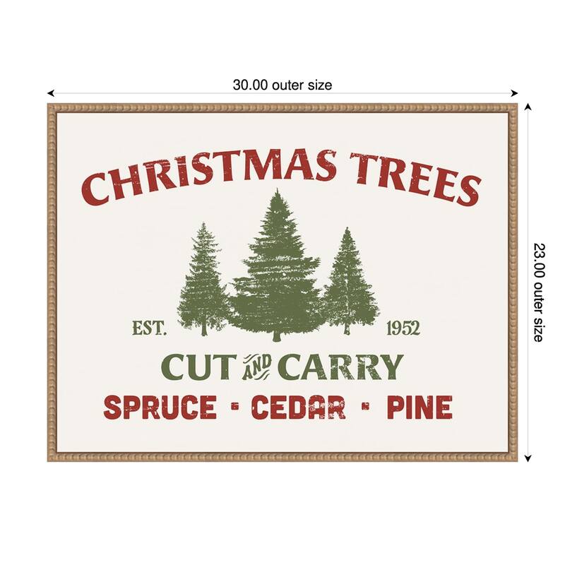 Christmas Farm Sign I by Victoria Barnes Framed Canvas Wall Art Print - 30 x 23 in - Natural