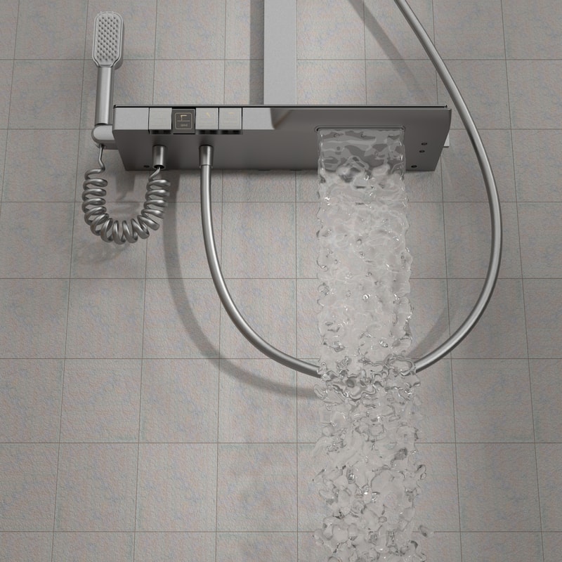 Wall Mounted Digital Display Thermostatic Shower System, 4-function Rain Shower Head